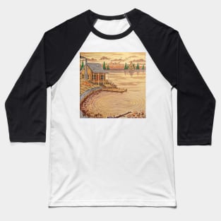 Cabin at the Lake in the Fall Season Baseball T-Shirt